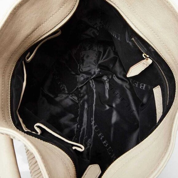 Burberry Grey Lambskin Leather Ruched Hobo Bag - Picture 10 of 12